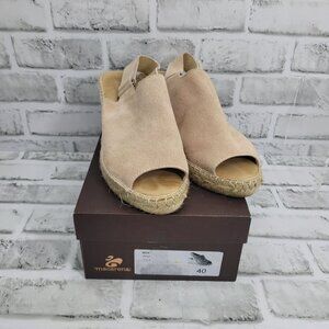 Macarena Light Blush Pink Suede Wedge Espadrilles Silng Back Size 40 EU 9 US